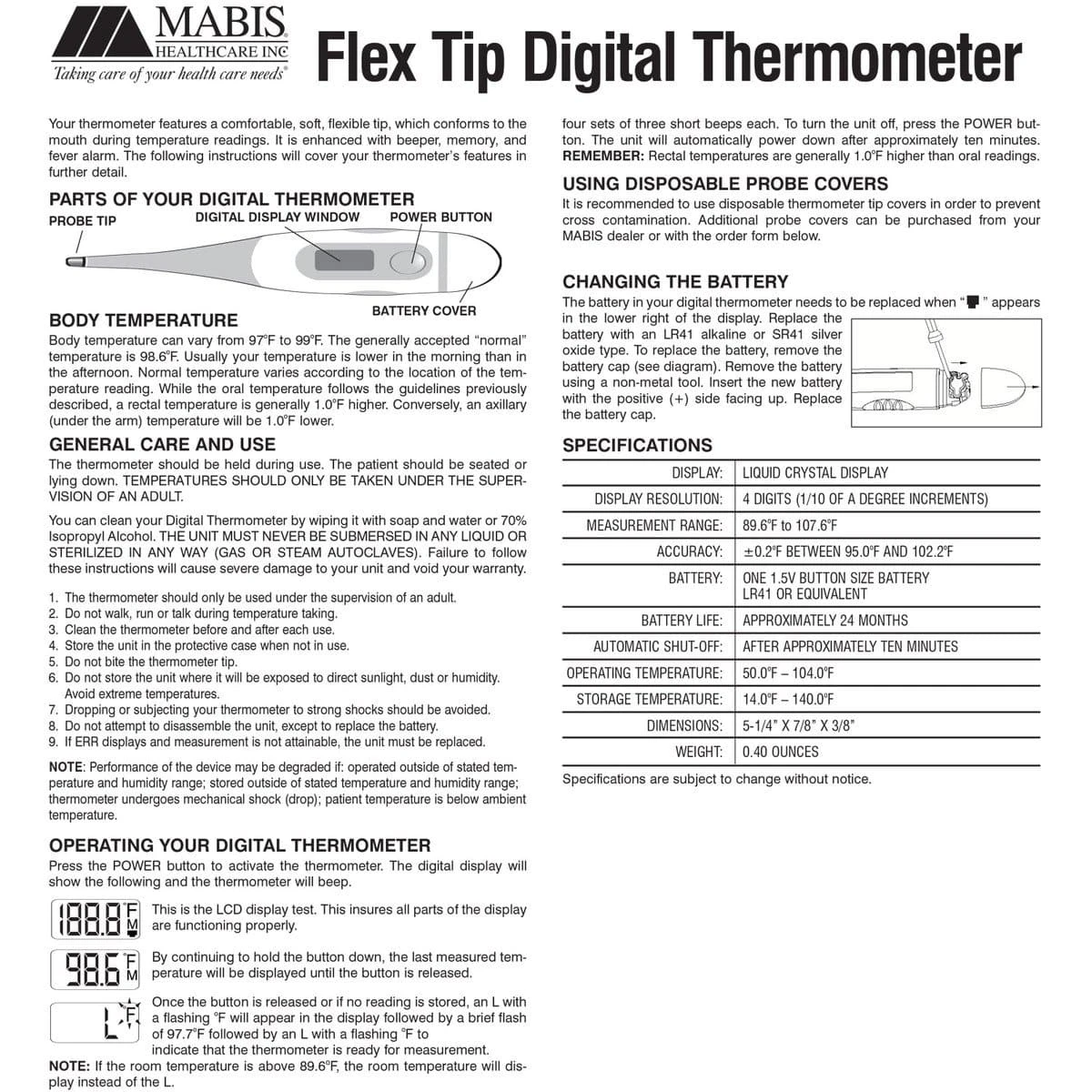 Mabis Clinically Accurate Digital Thermometer W/ Storage Case 5 Mabis Clinically Accurate Digital Thermometer W/ Storage Case - Image 3