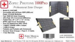 Zopec PHOTONS 100Pro Portable SMART Solar Charger With Stand -Health Care Store 2PHOTONS100ProOutsideBoxLabel06 30 21 1024x1024 2x jpg