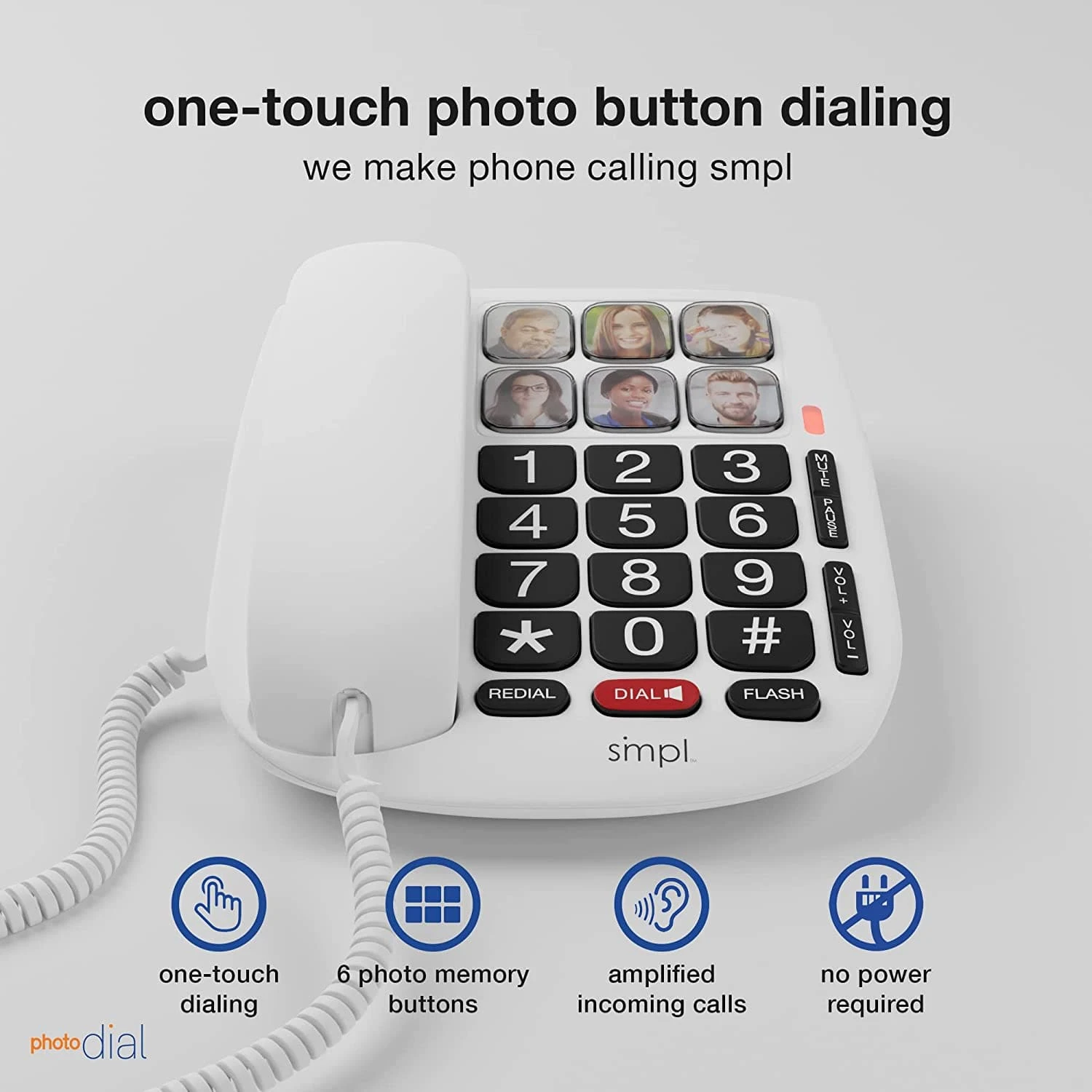 SMPL Photo Dial Phone - 6 One-Touch Photo Memory Buttons 5 SMPL Photo Dial Phone - 6 One-Touch Photo Memory Buttons - Image 3