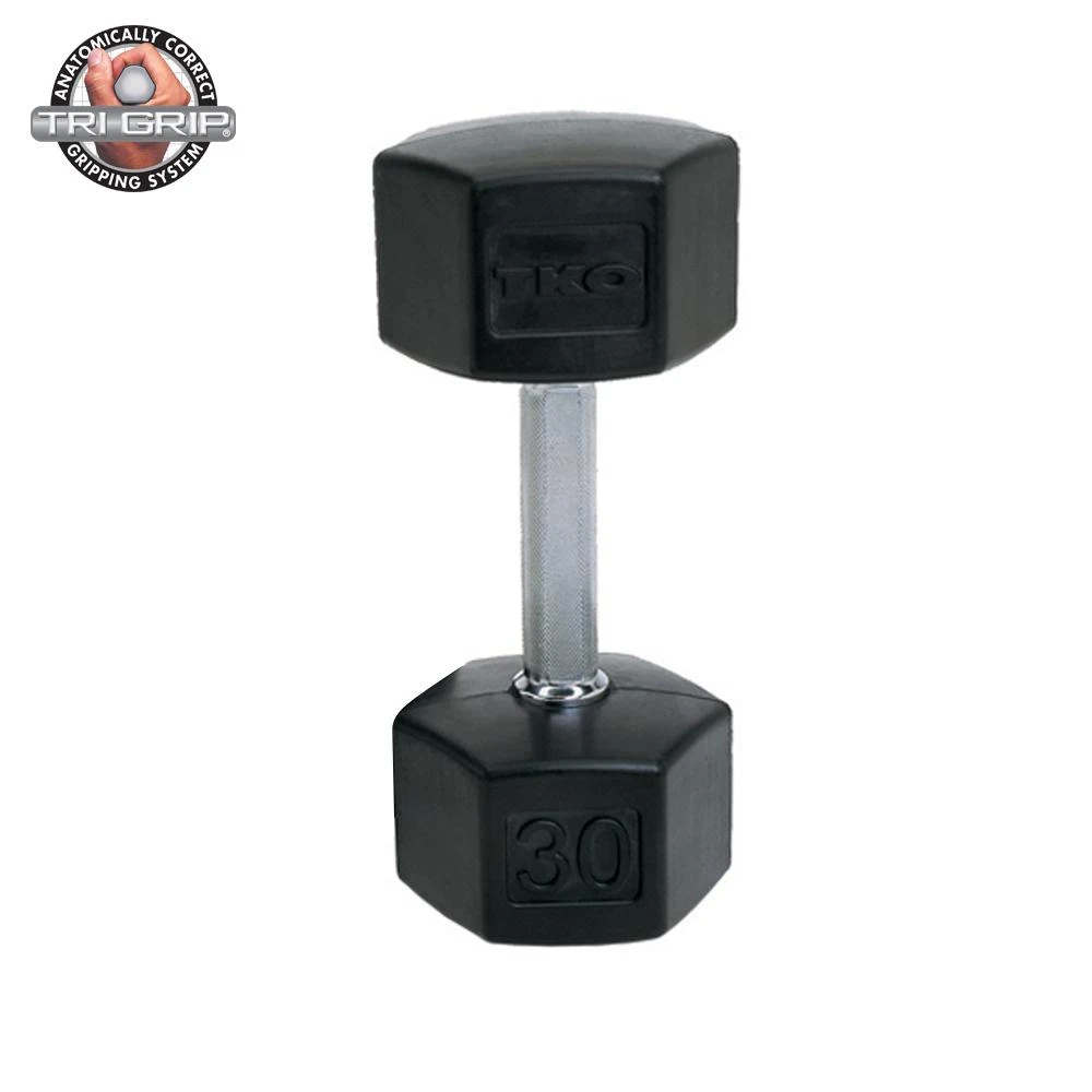 TKO Tri-Grip Rubber Hex Dumbbells 5 TKO Tri-Grip Rubber Hex Dumbbells - Image 3