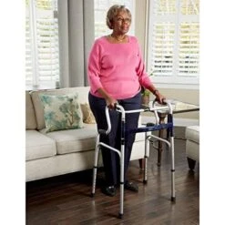 Carex Sturdy Uplift Adjustable Folding Walker With Stand Assist Design -Health Care Store 81JqthOksNL. SX522