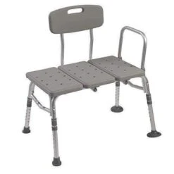 Drive Medical Plastic Tub Transfer Bench With Adjustable Backrest - Gray