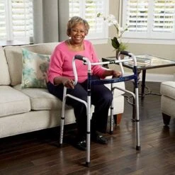 Carex Sturdy Uplift Adjustable Folding Walker With Stand Assist Design -Health Care Store 91VegVkMYWL. SX522