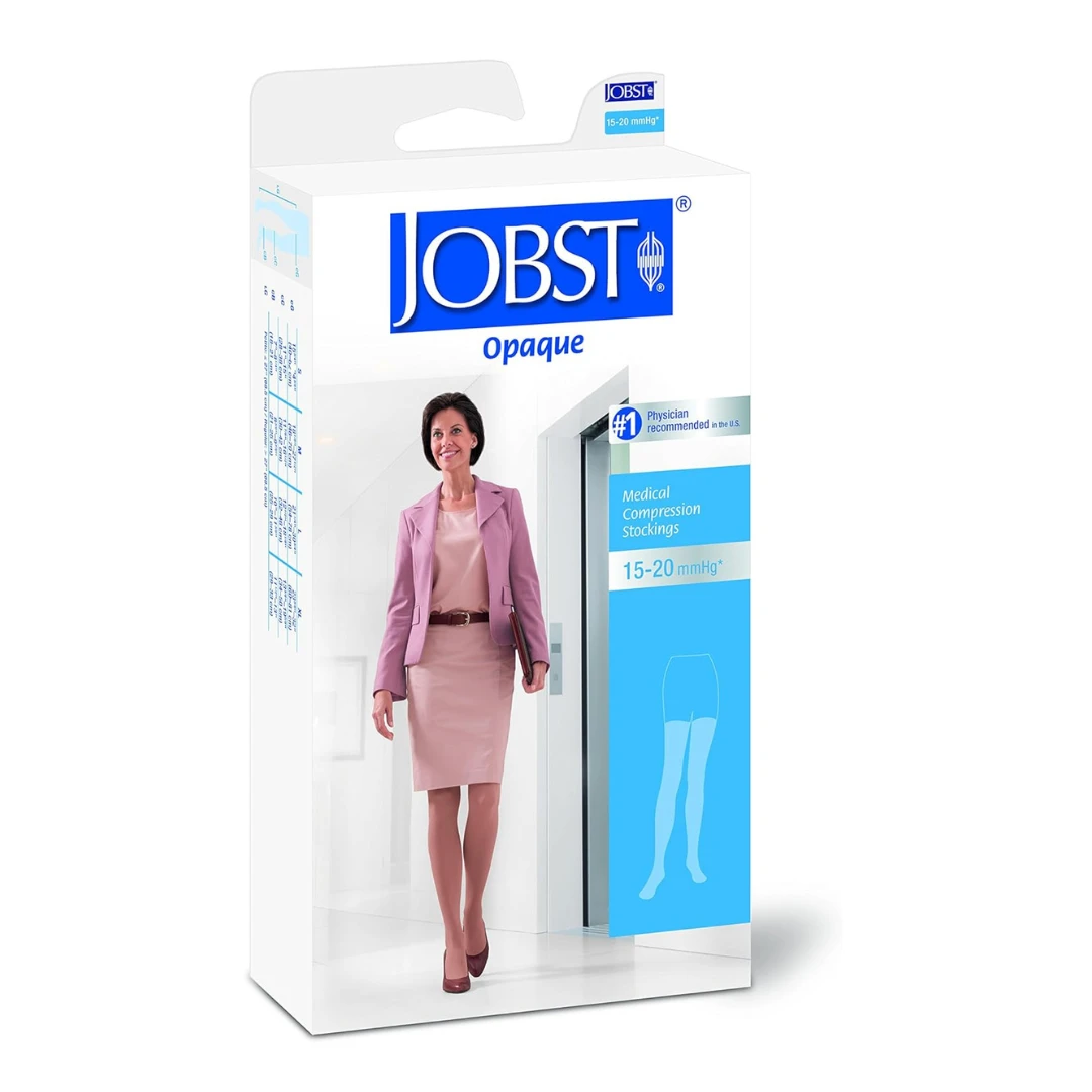 JOBST Opaque Thigh High 15-20 MmHg Compression Stockings With Dot & Open Toe 4 JOBST Opaque Thigh High 15-20 MmHg Compression Stockings With Dot & Open Toe - Image 2