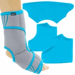 Vive Health Universal Ankle Wrap Brace With Hot/Cold Therapy Gel Pack Inserts