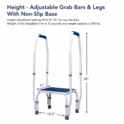 Step2Health Step2Bed Mini - Adjustable Height Bedside Step Stool W/ Dual Arms -Health Care Store Senior.comProductImage 873
