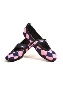 Nufoot Mary Janes - Women's Black/Pink Checkers Betsy Lou Slippers