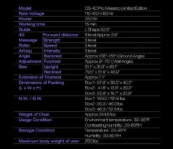 Osaki OS-4D Pro Maestro LE SL-Track Massage Chair With Zero Gravity And Touch Screen 37 Osaki OS-4D Pro Maestro LE SL-Track Massage Chair With Zero Gravity And Touch Screen -Health Care Store maestro le specification orig