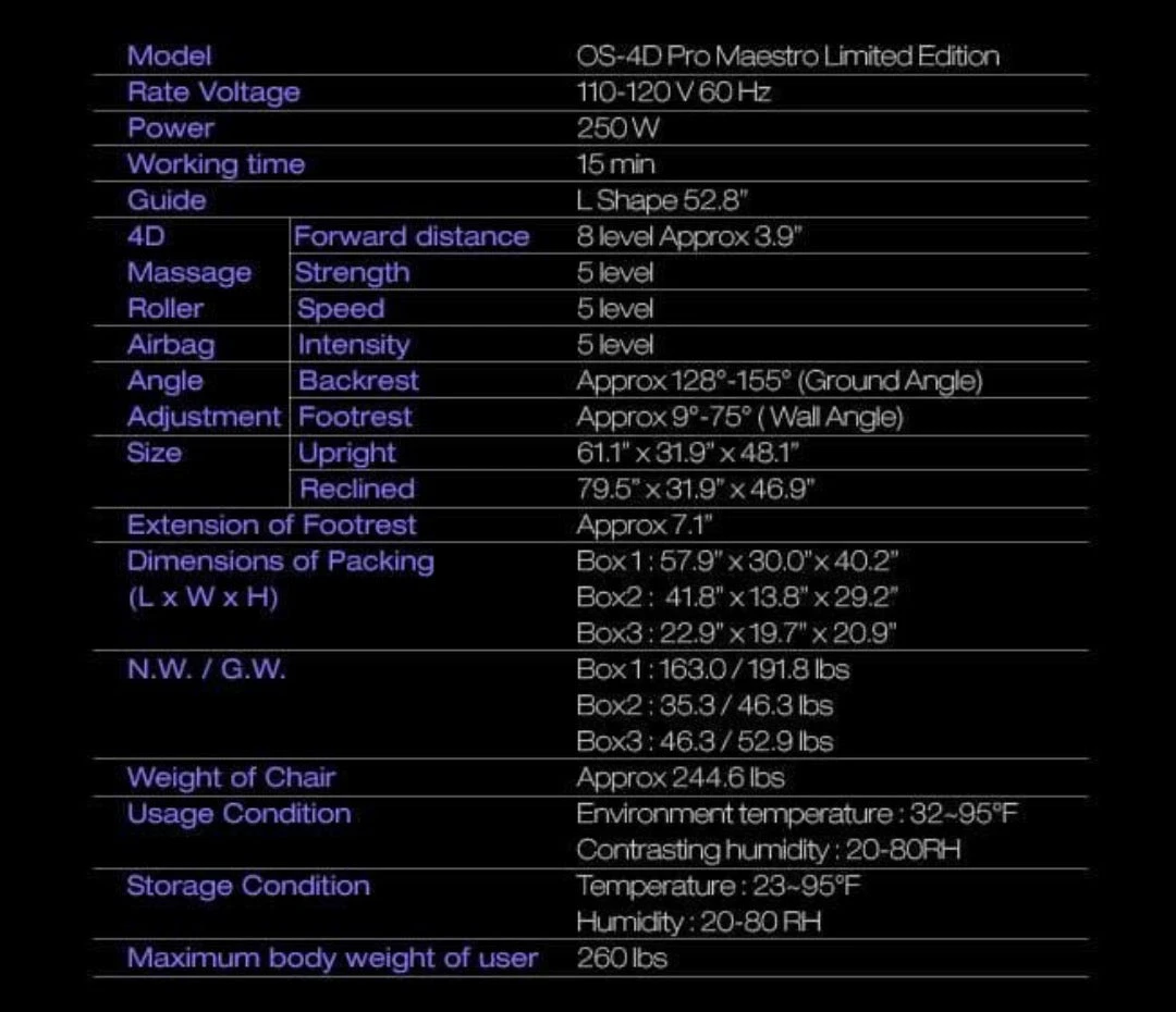 Osaki OS-4D Pro Maestro LE SL-Track Massage Chair With Zero Gravity And Touch Screen 18 Osaki OS-4D Pro Maestro LE SL-Track Massage Chair With Zero Gravity And Touch Screen - Image 16