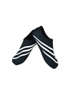 Nufoot Women's Black/White Stripe Sporty Nu Slippers
