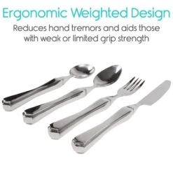 Vive Health Weighted Utensil Set For Seniors - 4 Piece Set -Health Care Store weighted stainless s 7c2uF 800x 73c250ea cdca 4744 a372 da70d88b8540